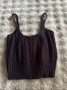 SHEIN Black Cable Knit Cropped Camisole